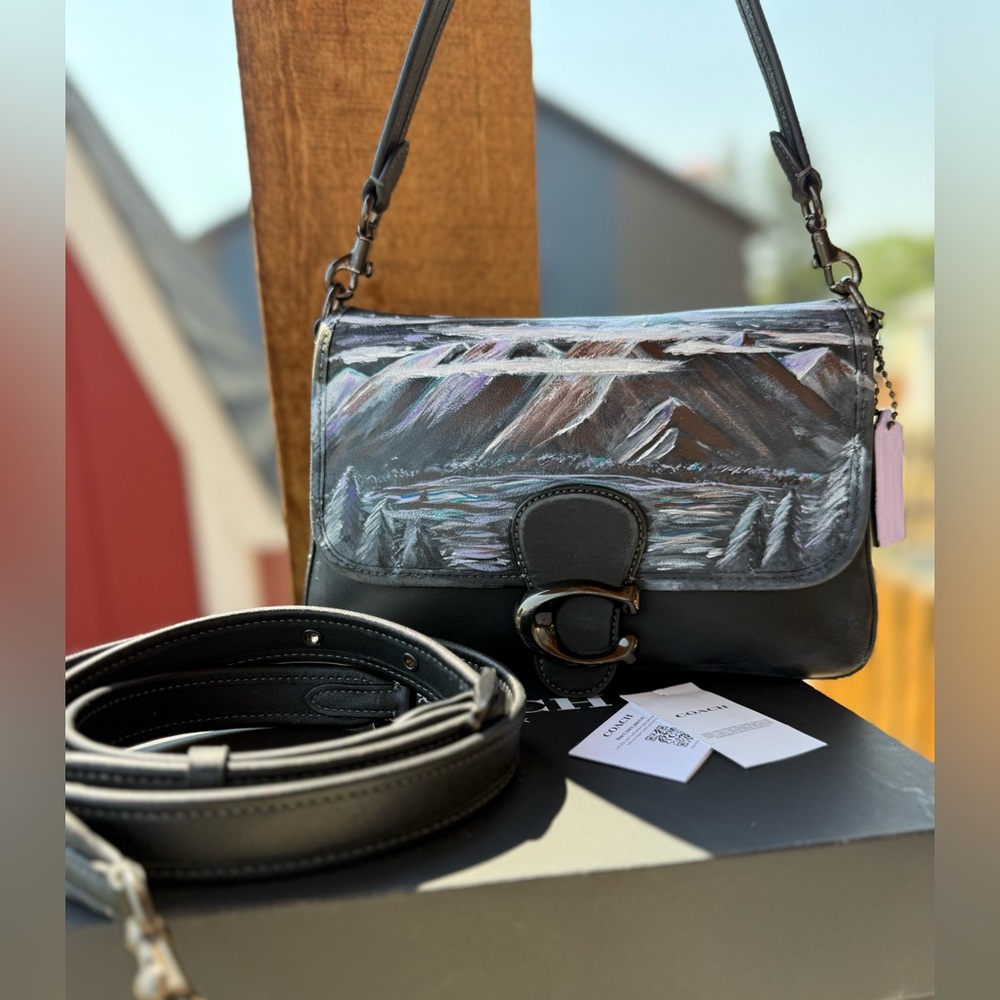 COACH Soft Tabby Bag, Leather & Pewter Hardware- Black 🖤 *Handpainted